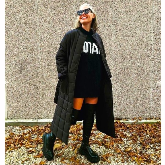 Black Oversized Quilted Coat 